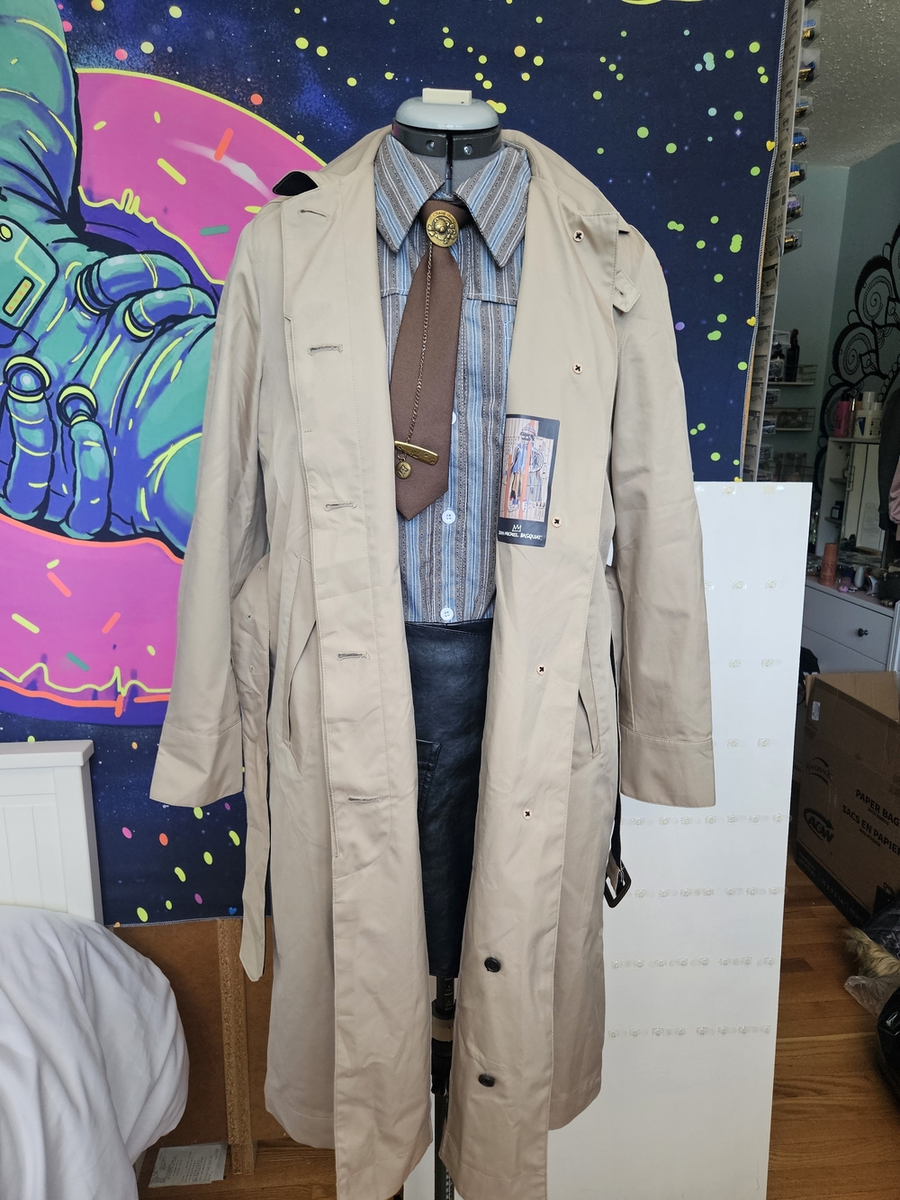 Jean-Michel Basquiat Beige Trench Coat - Classic Lightweight Overcoat